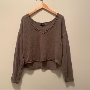 Urban Outfitters Out From Under Logan Jersey Slouchy Sweater, Dark Gray